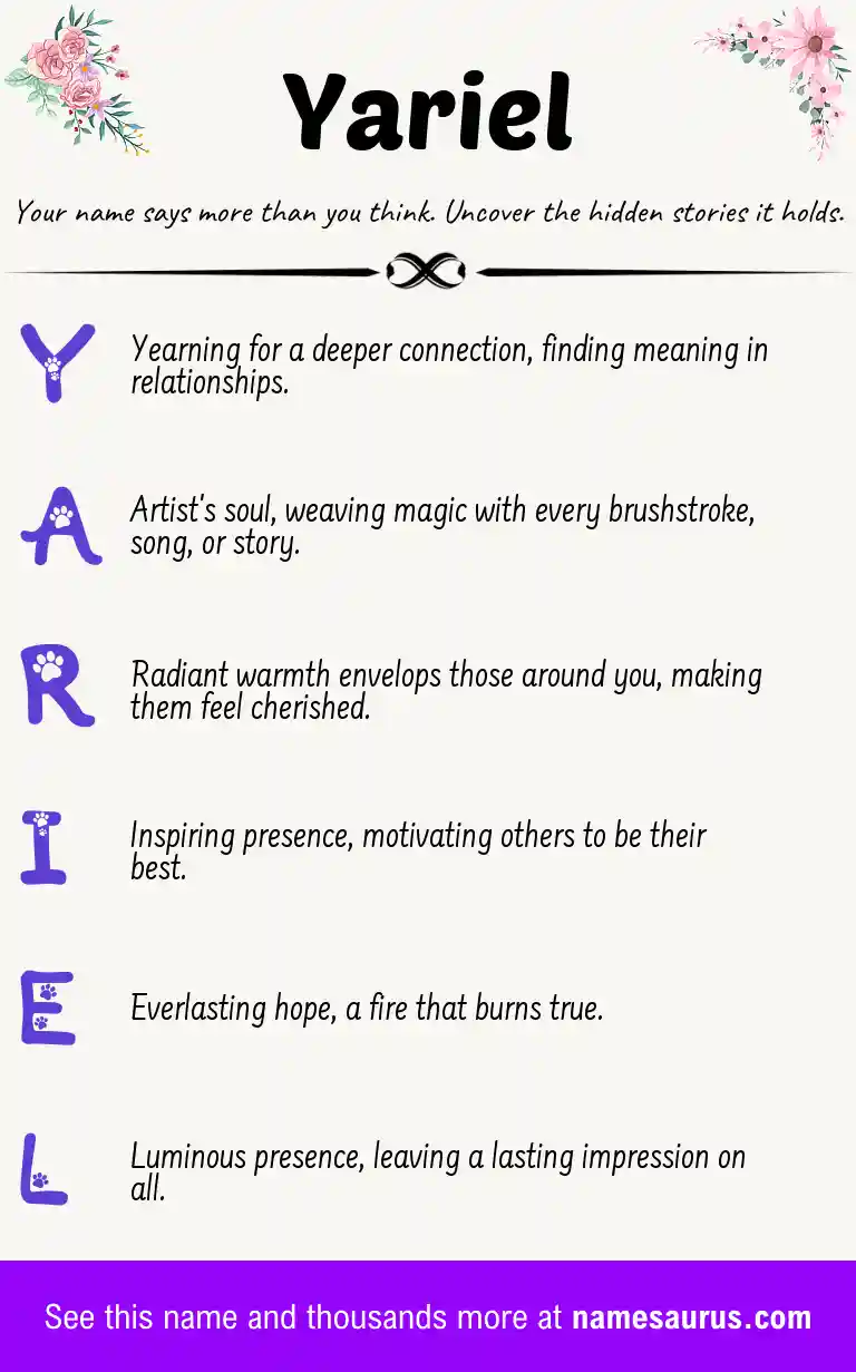 Acrostic poem about Yariel.