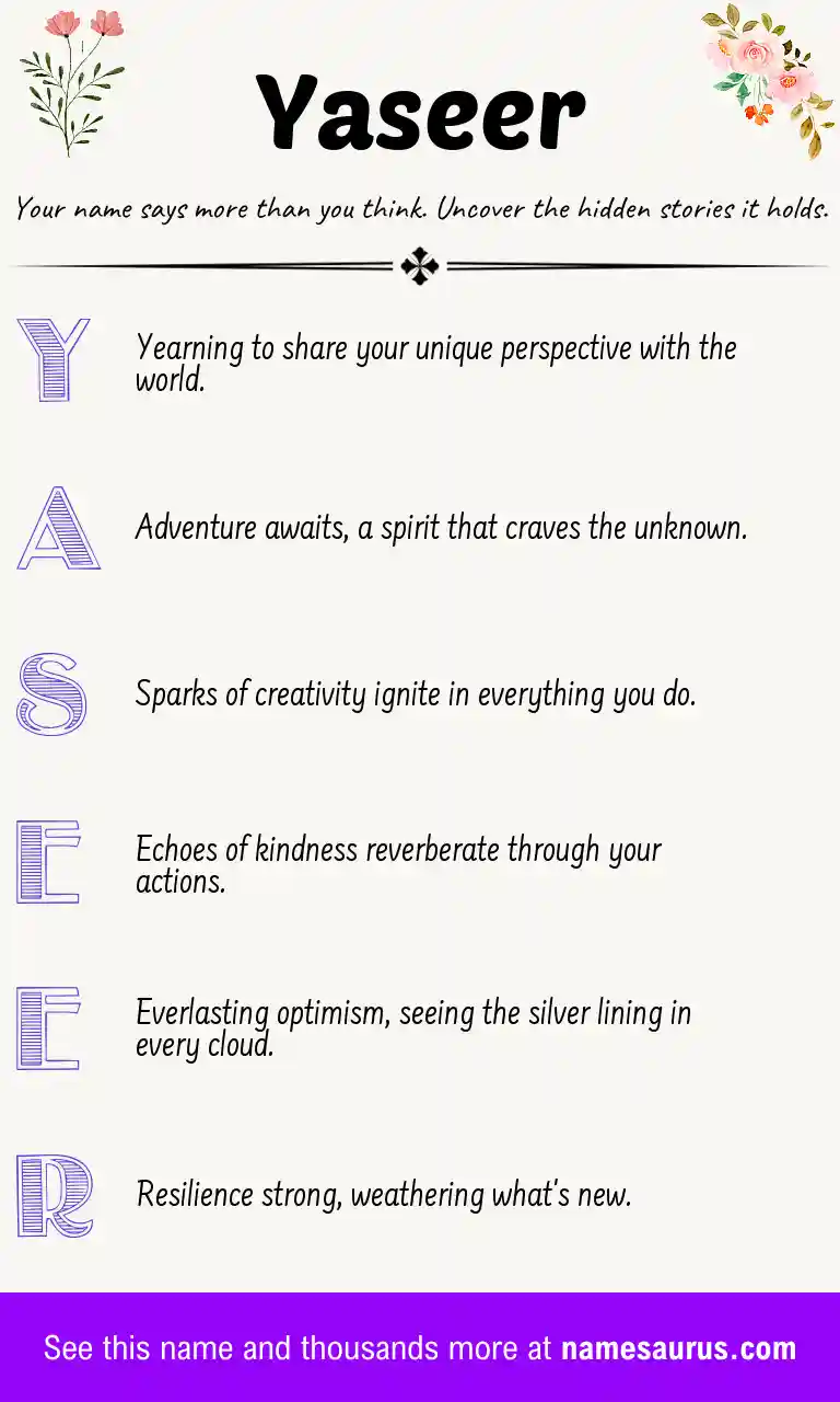 Acrostic poem about Yaseer.