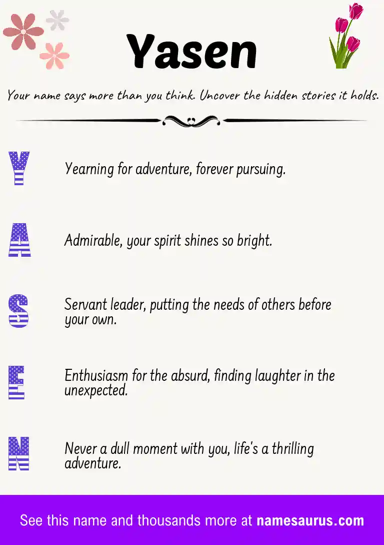 Acrostic poem about Yasen.