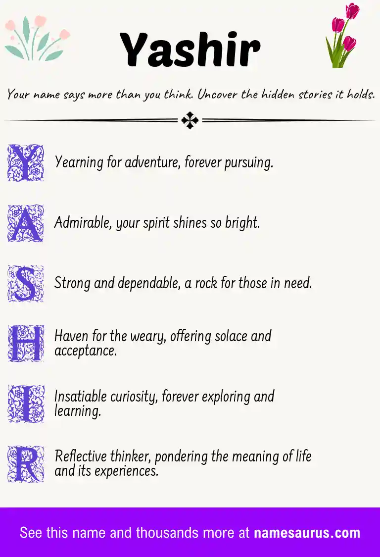 Acrostic poem about Yashir.