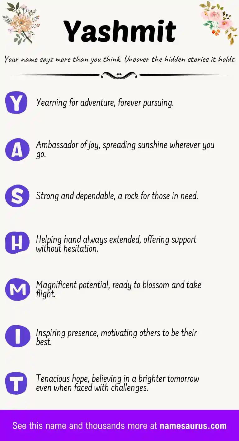 Acrostic poem about Yashmit.