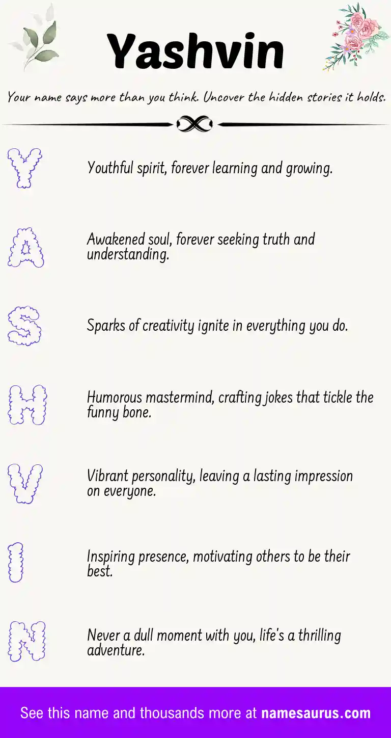 Acrostic poem about Yashvin.