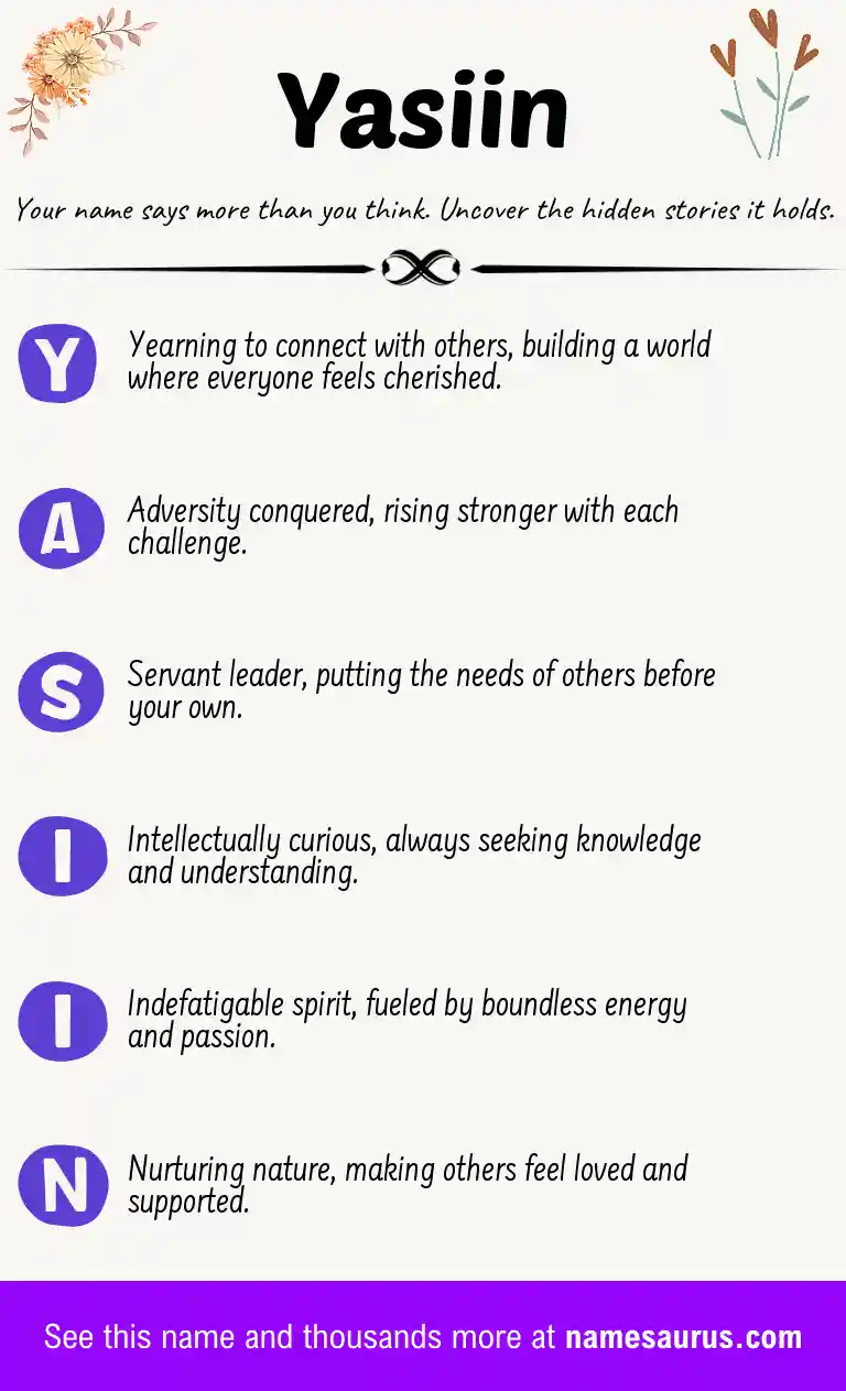 Acrostic poem about Yasiin.