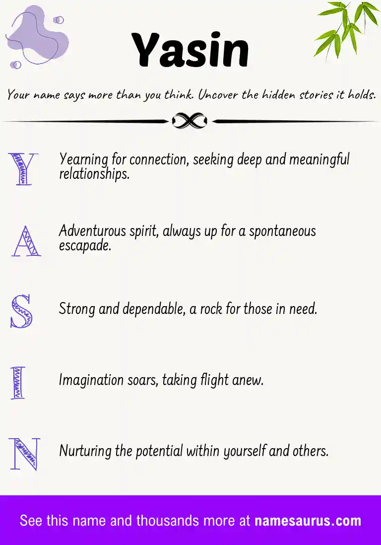 Acrostic poem about Yasin.