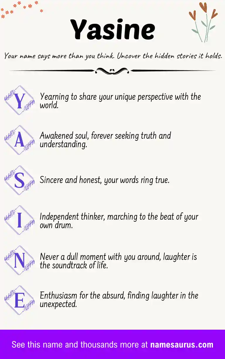 Acrostic poem about Yasine.