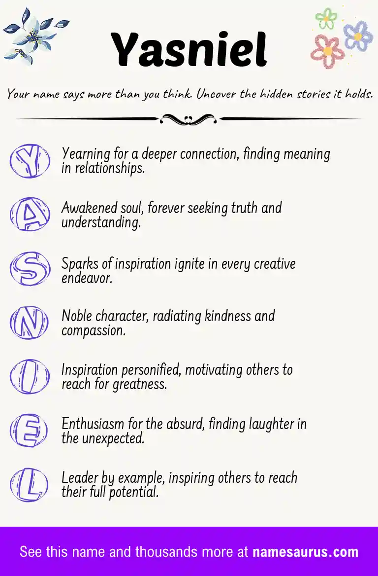 Acrostic poem about Yasniel.
