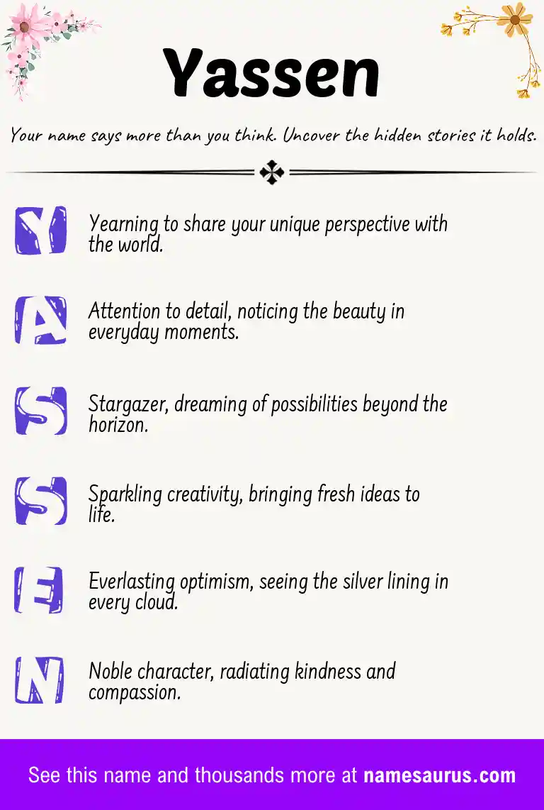 Acrostic poem about Yassen.