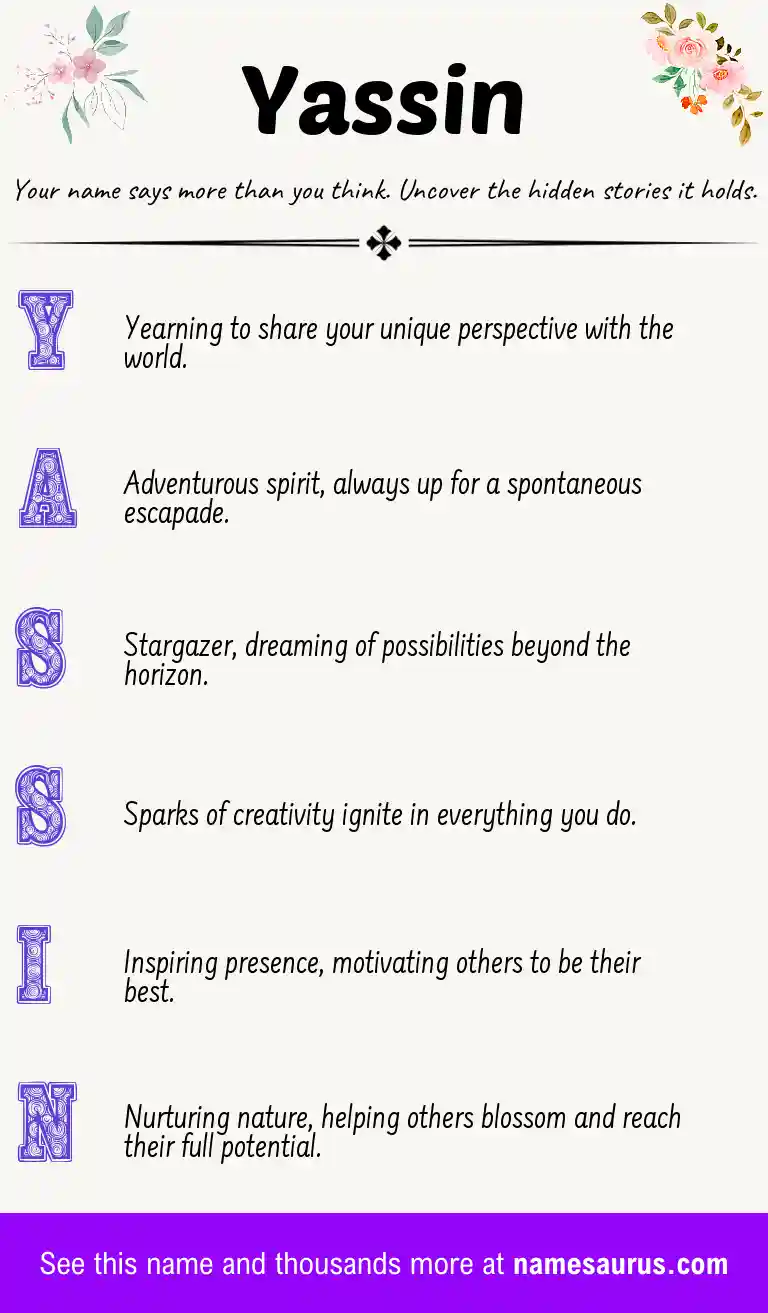 Acrostic poem about Yassin.