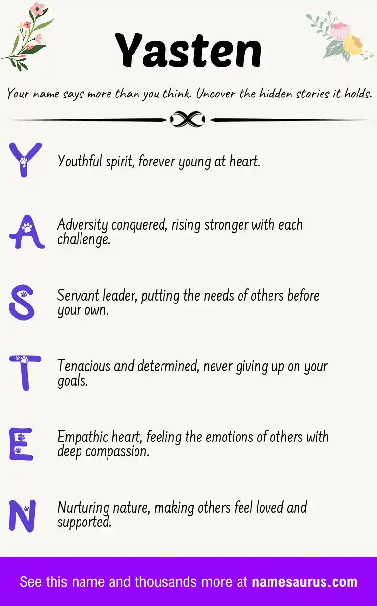 Acrostic poem about Yasten.