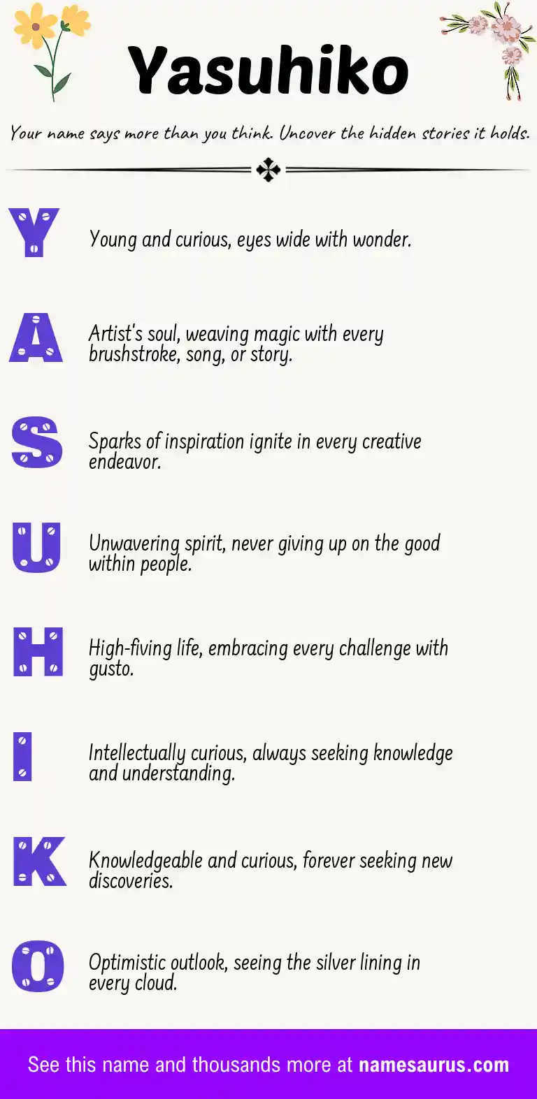 Acrostic poem about Yasuhiko.