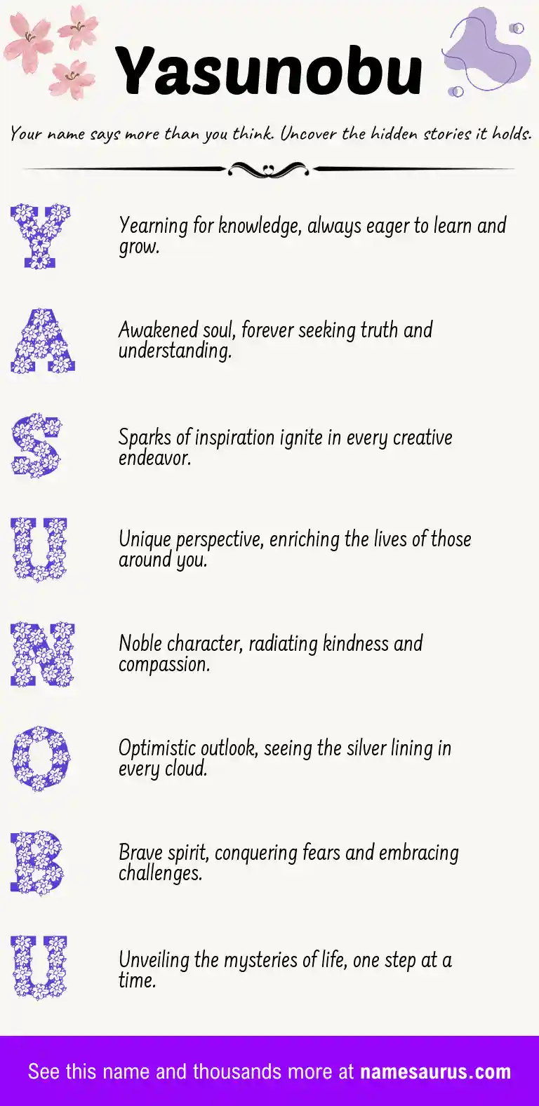Acrostic poem about Yasunobu.