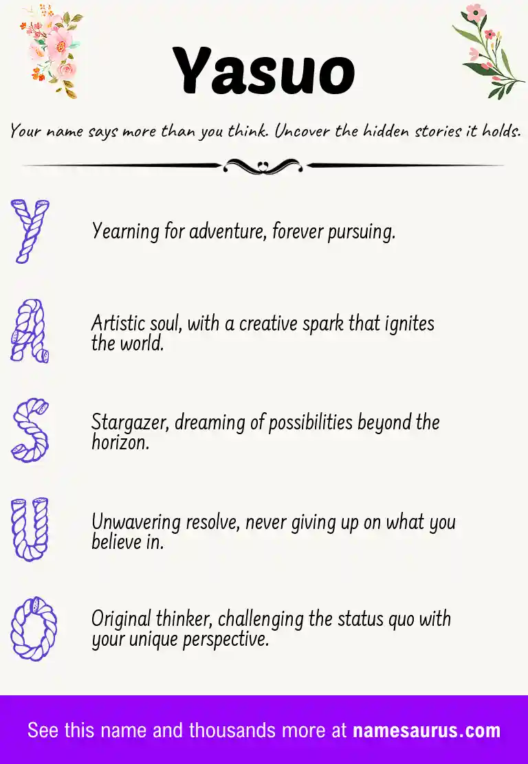Acrostic poem about Yasuo.