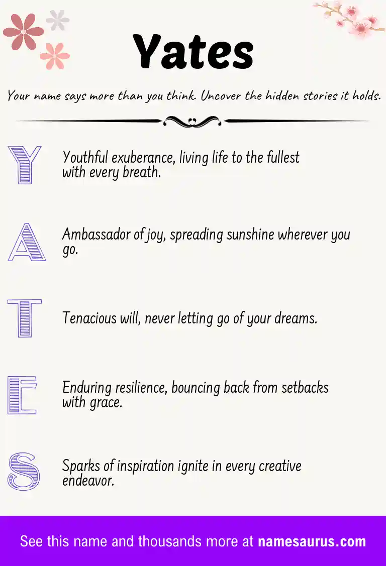 Acrostic poem about Yates.