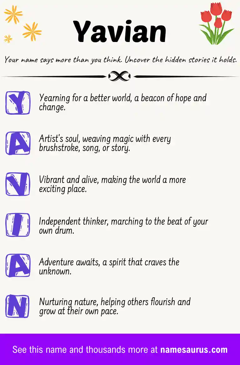 Acrostic poem about Yavian.