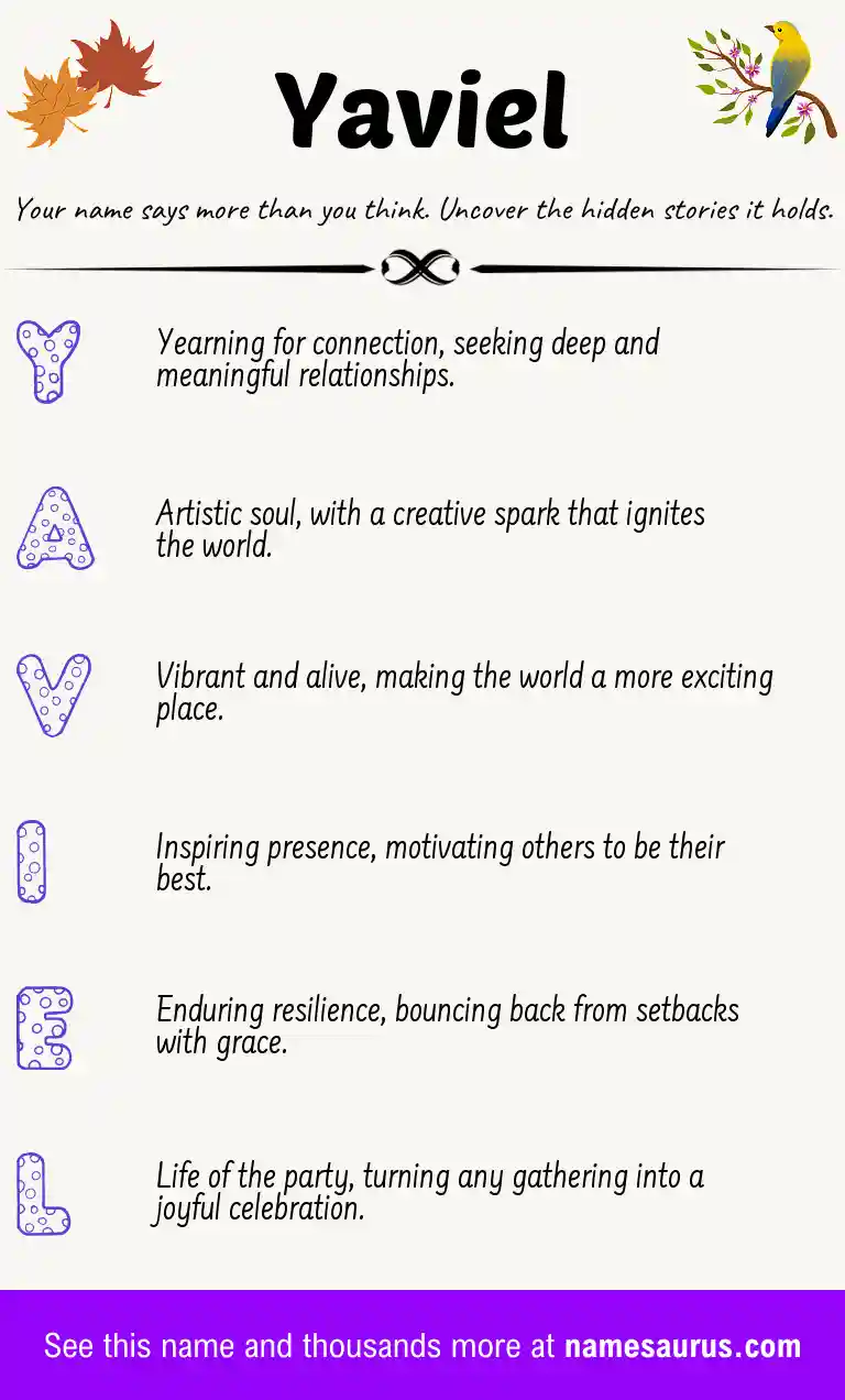 Acrostic poem about Yaviel.