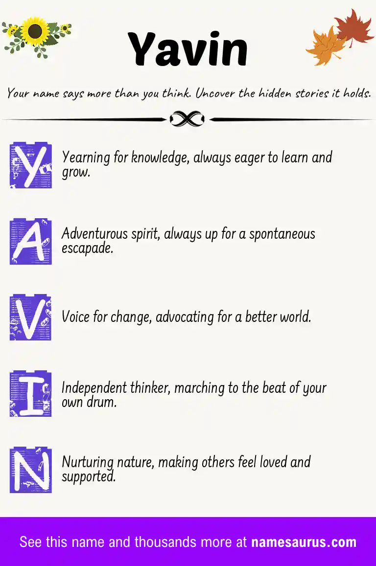 Acrostic poem about Yavin.