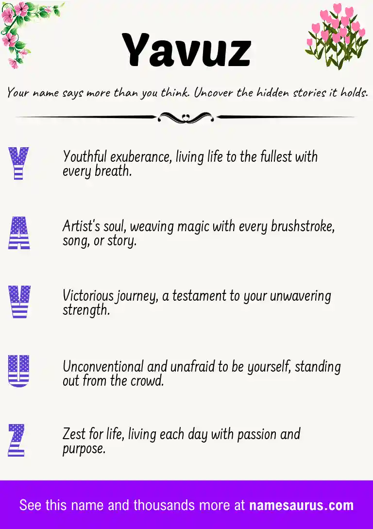Acrostic poem about Yavuz.