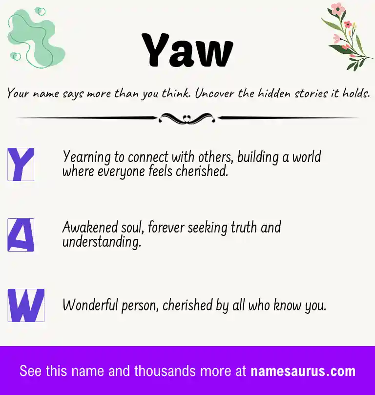 Acrostic poem about Yaw.