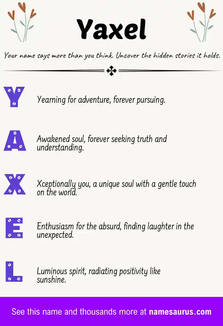 Acrostic poem about Yaxel.