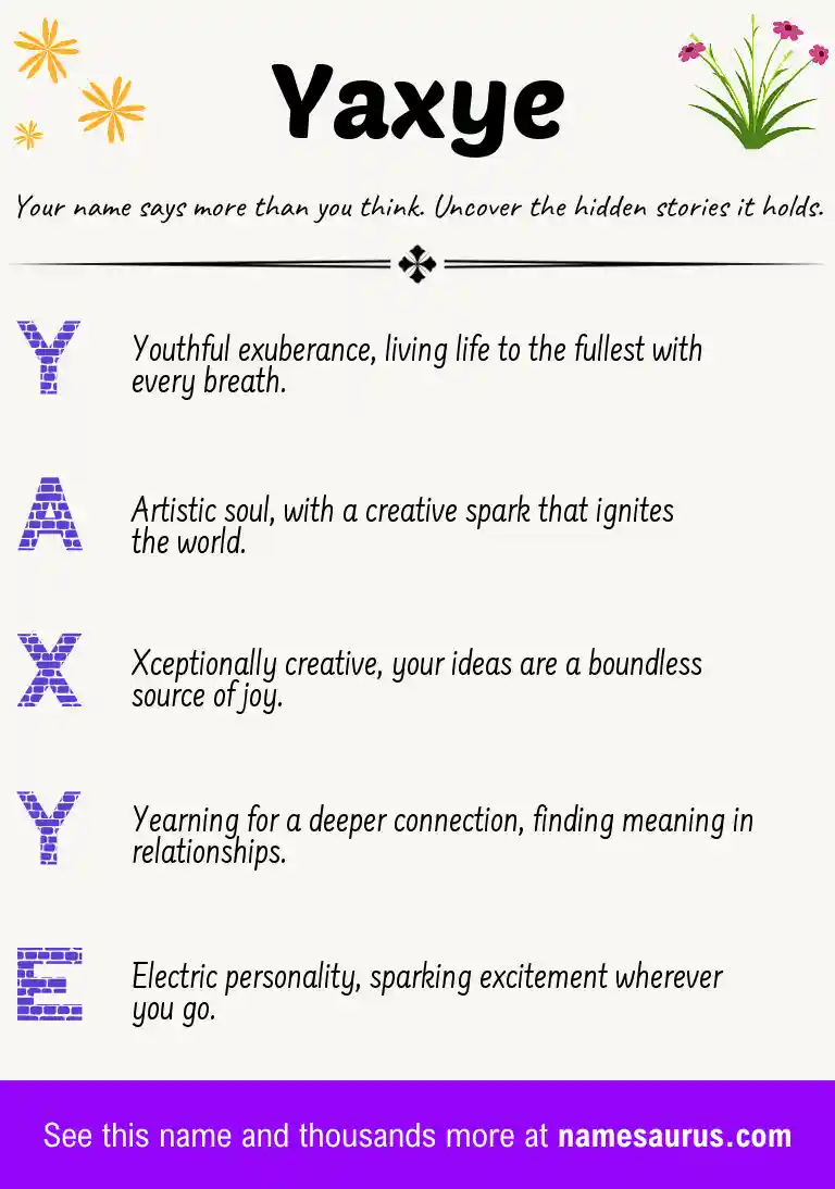 Acrostic poem about Yaxye.