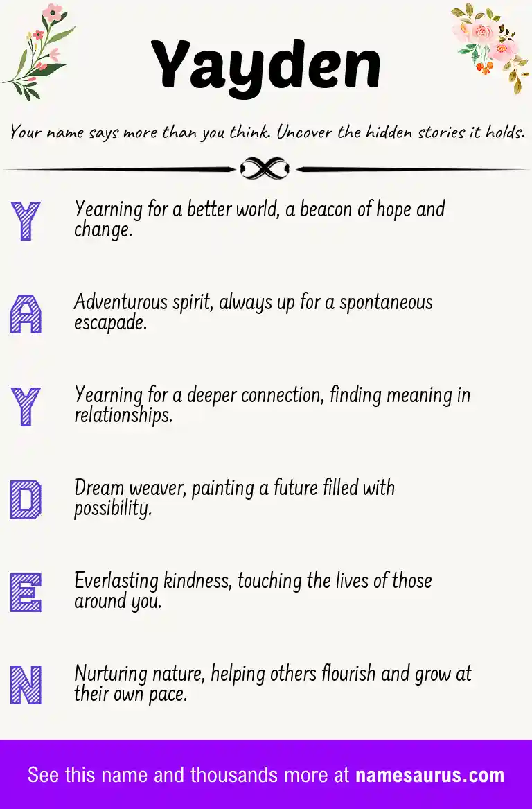 Acrostic poem about Yayden.