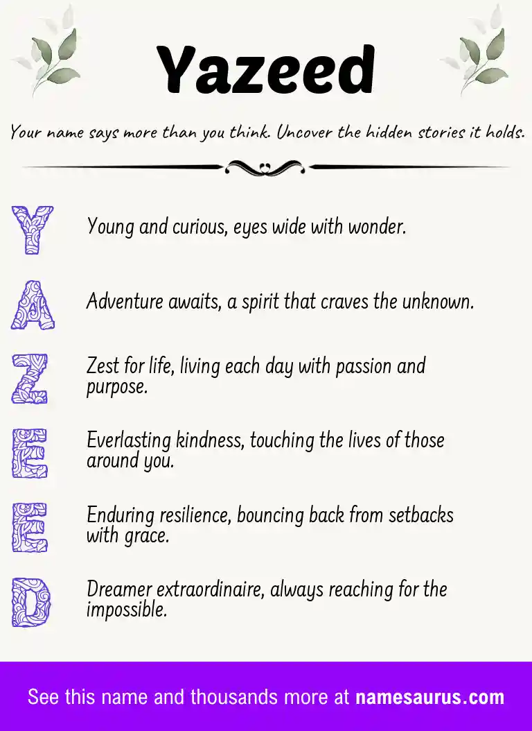 Acrostic poem about Yazeed.