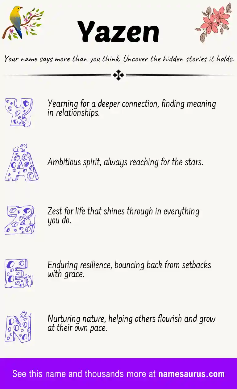 Acrostic poem about Yazen.