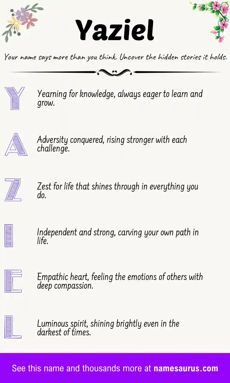 Acrostic poem about Yaziel.