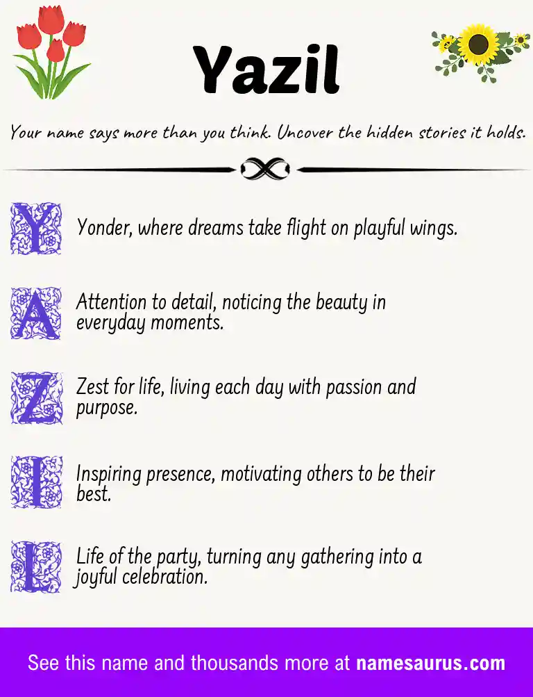 Acrostic poem about Yazil.