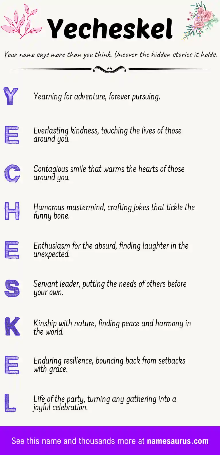 Acrostic poem about Yecheskel.