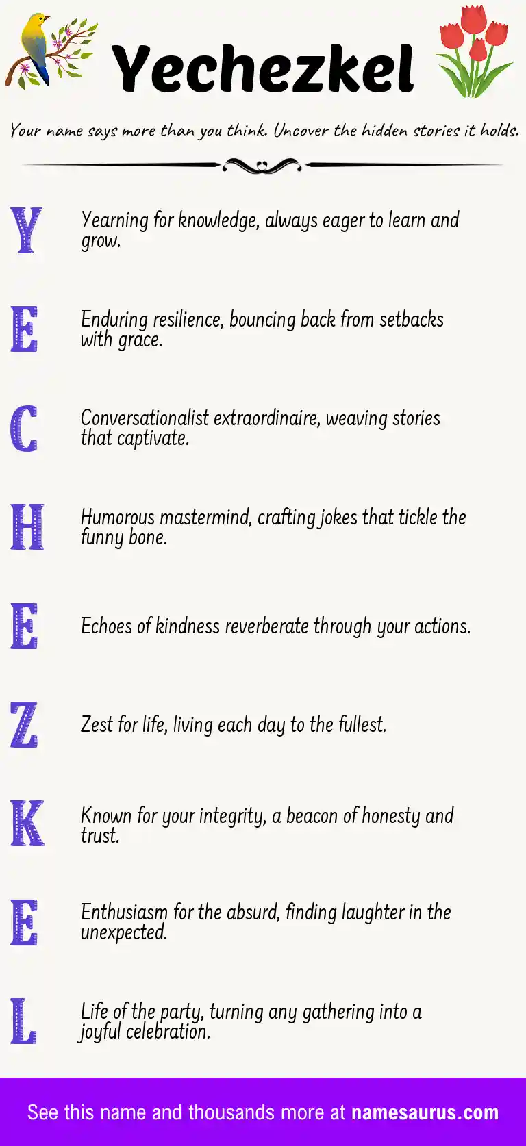 Acrostic poem about Yechezkel.