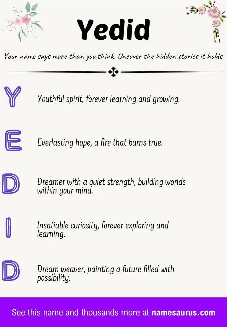 Acrostic poem about Yedid.