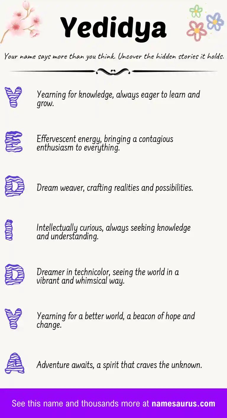 Acrostic poem about Yedidya.