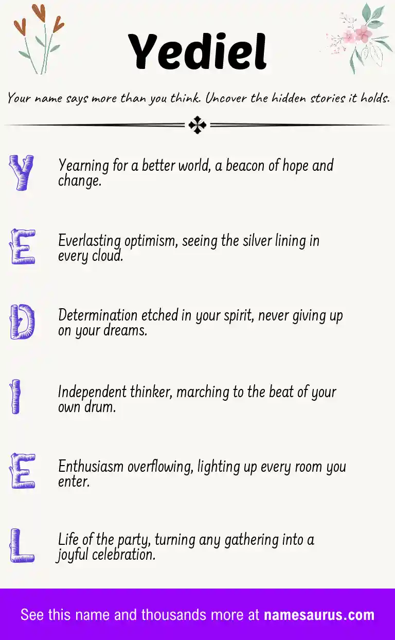 Acrostic poem about Yediel.