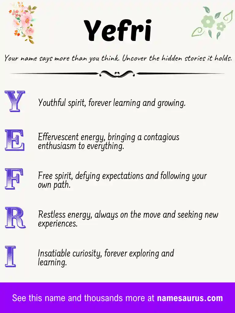 Acrostic poem about Yefri.