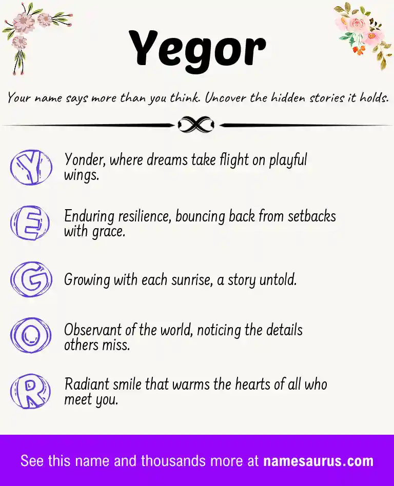 Acrostic poem about Yegor.