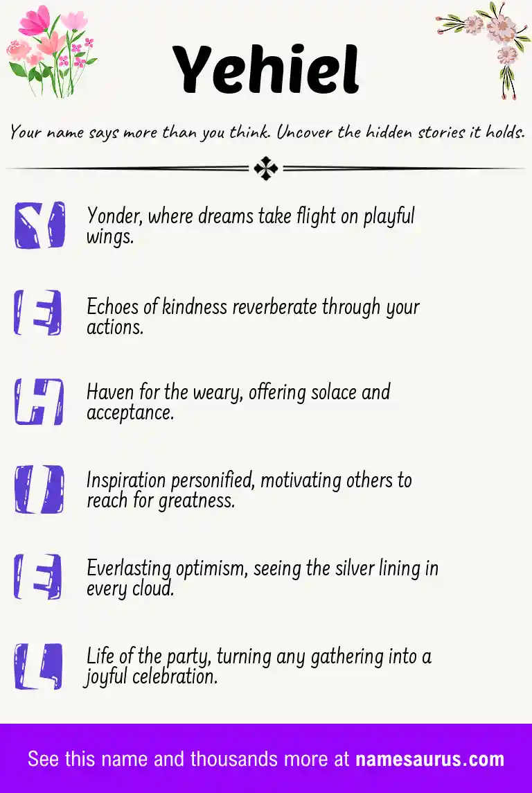 Acrostic poem about Yehiel.