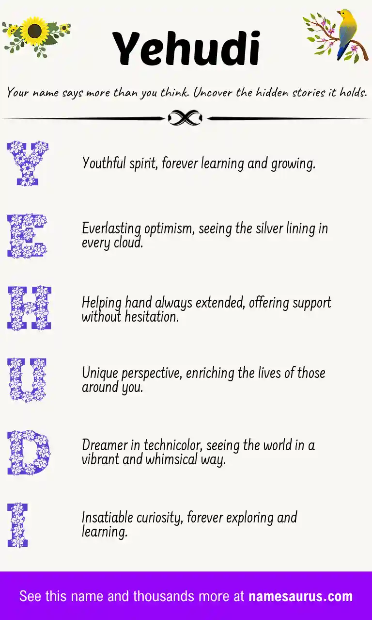 Acrostic poem about Yehudi.