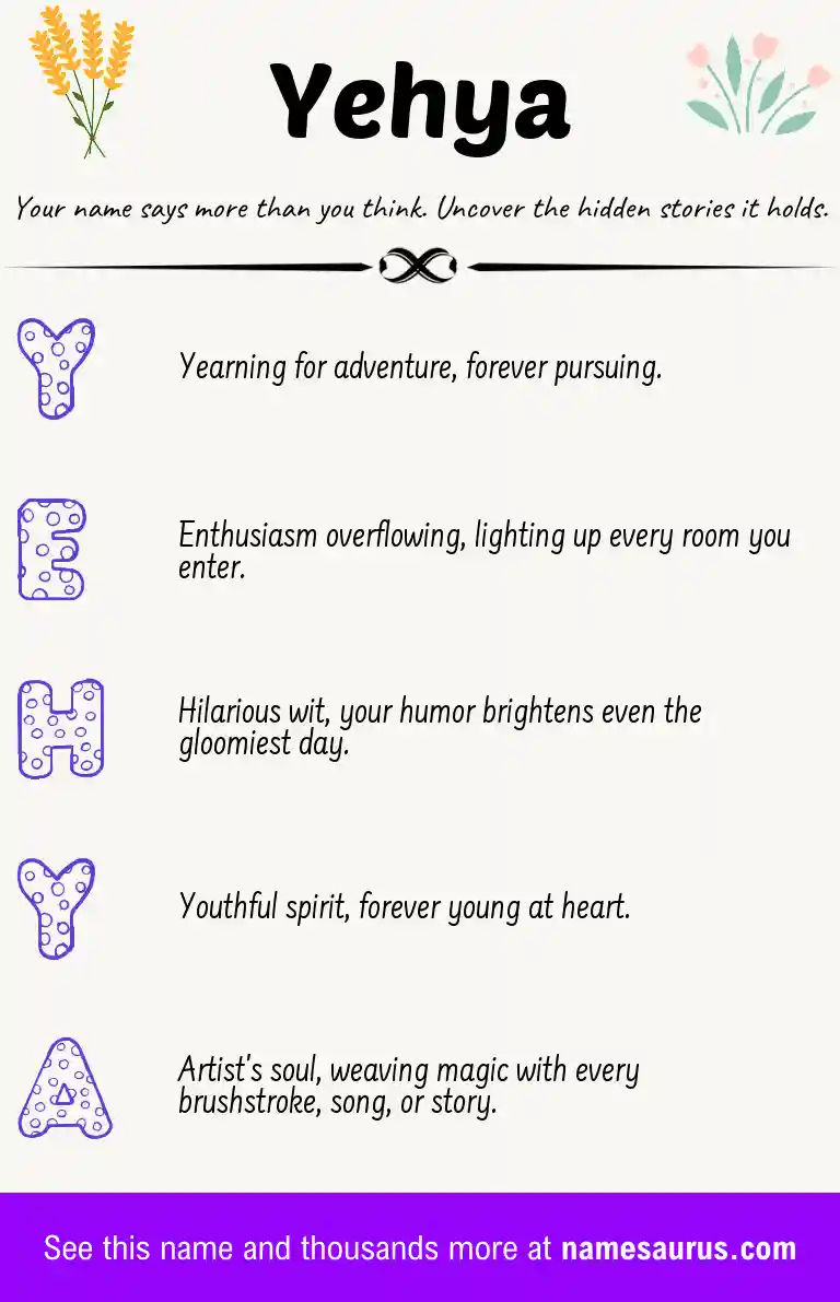 Acrostic poem about Yehya.