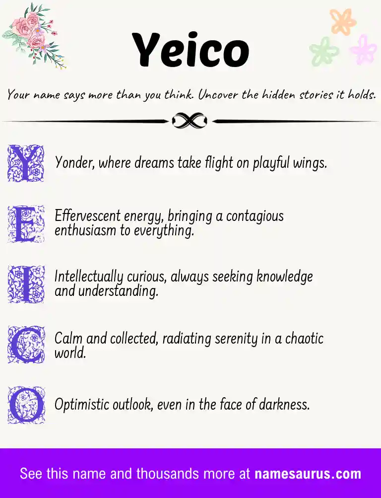 Acrostic poem about Yeico.