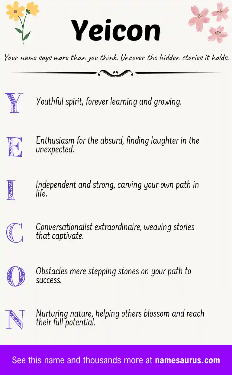 Acrostic poem about Yeicon.
