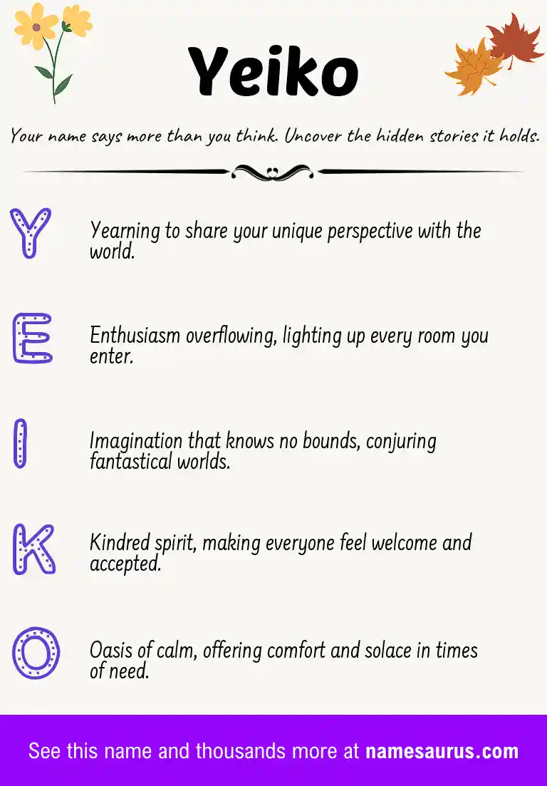 Acrostic poem about Yeiko.