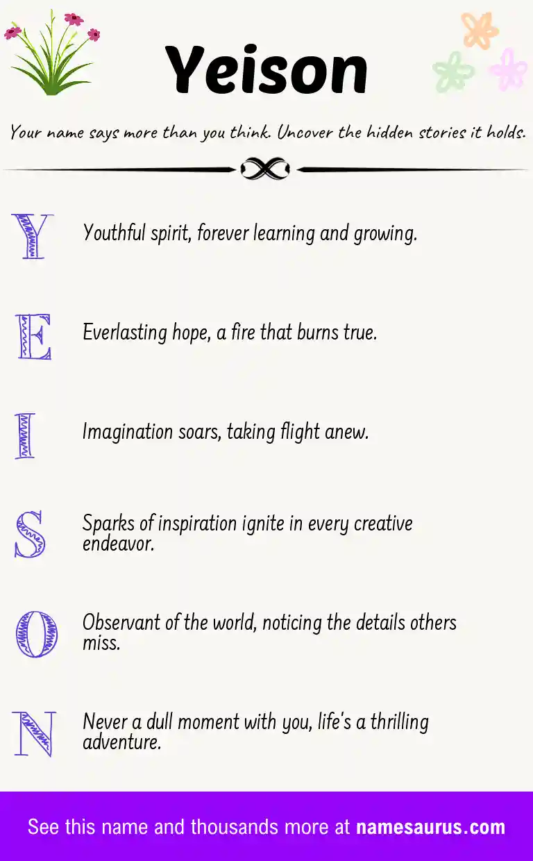 Acrostic poem about Yeison.