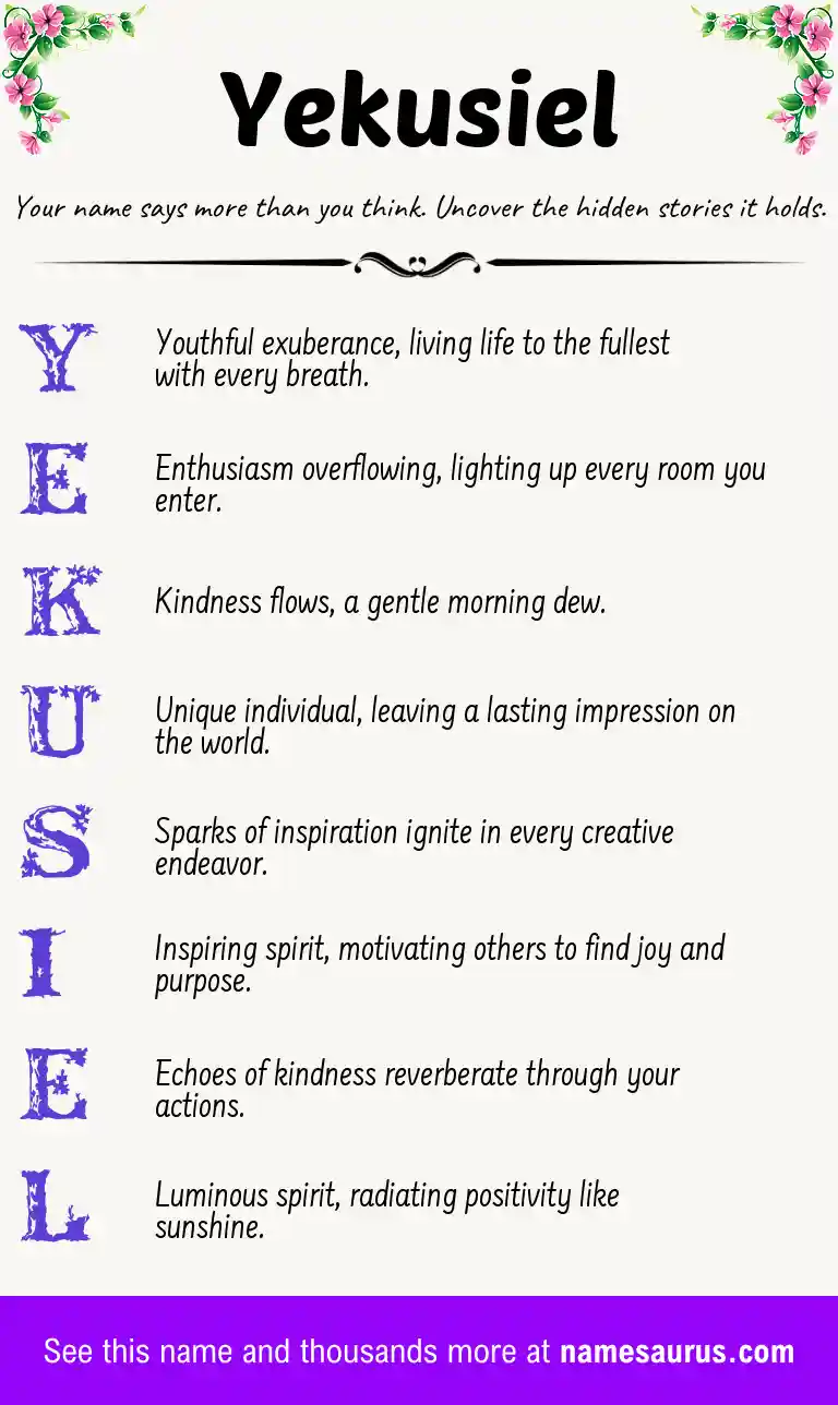 Acrostic poem about Yekusiel.
