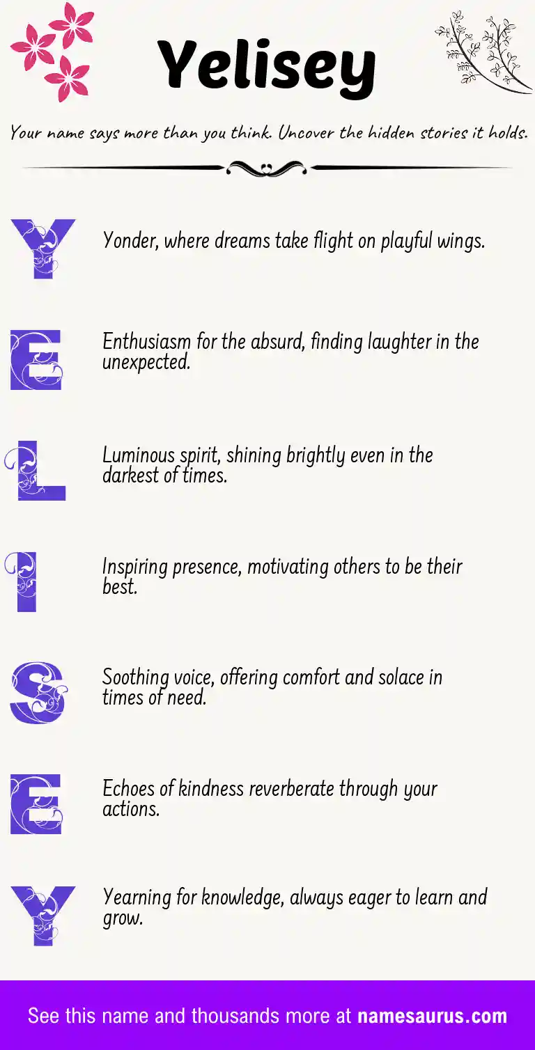 Acrostic poem about Yelisey.