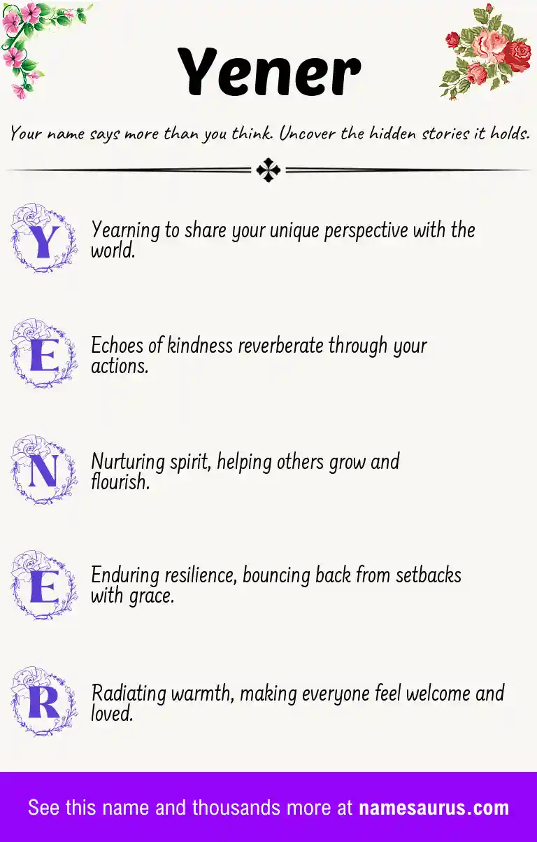 Acrostic poem about Yener.
