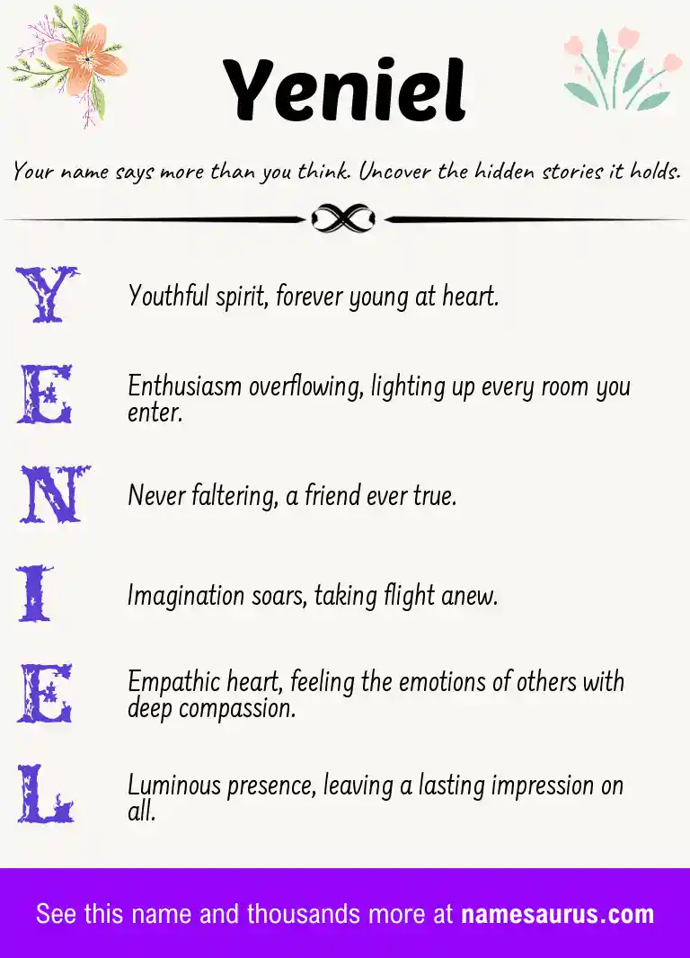 Acrostic poem about Yeniel.