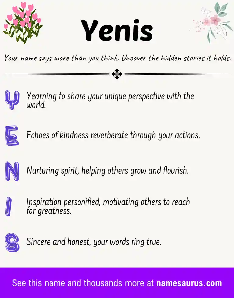 Acrostic poem about Yenis.