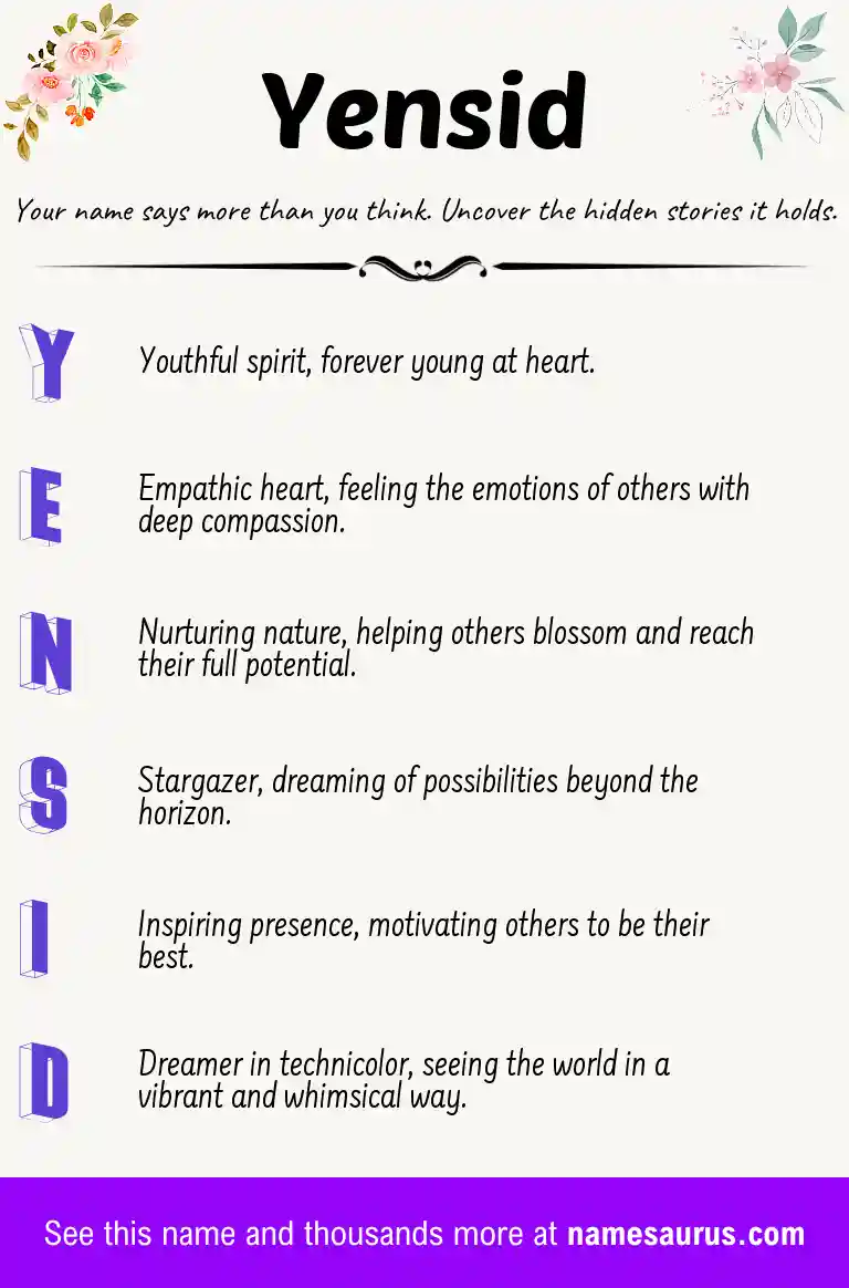 Acrostic poem about Yensid.