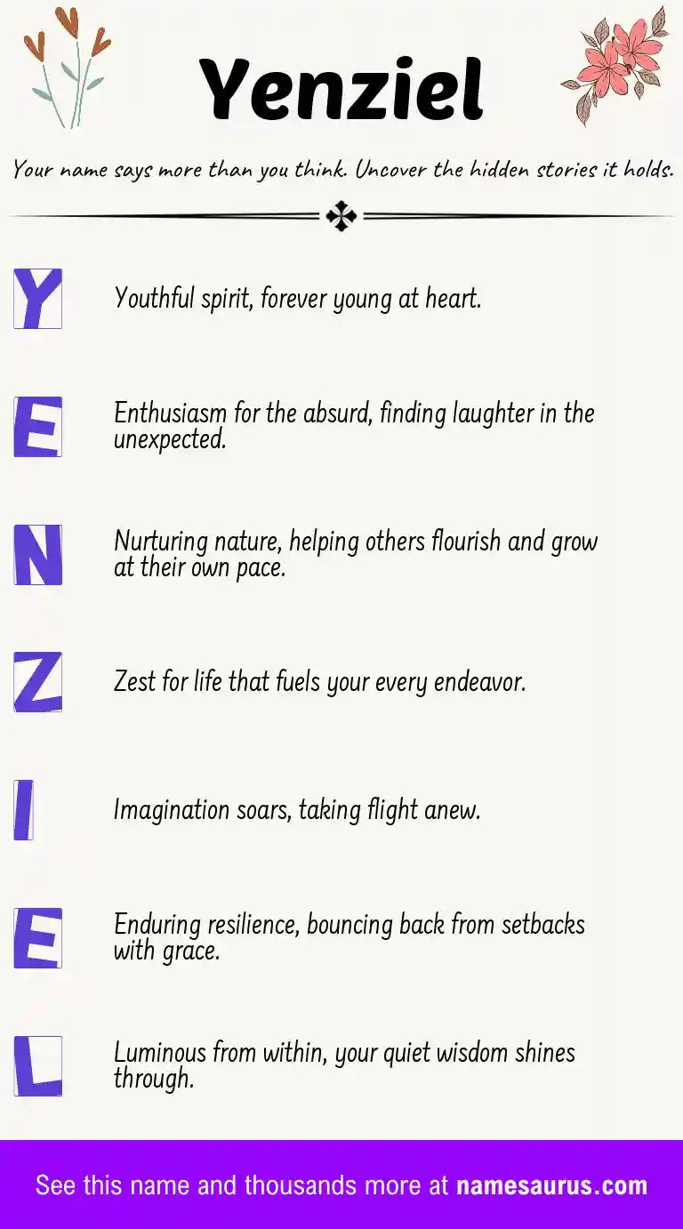 Acrostic poem about Yenziel.